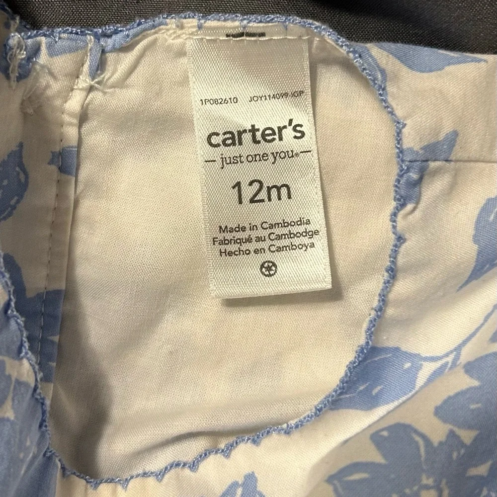 Carter's Blue and White Ruffled‎ Pleated Sundress